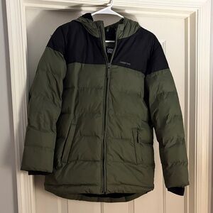 Lands' End Kids Olive and Black Puffer Coat